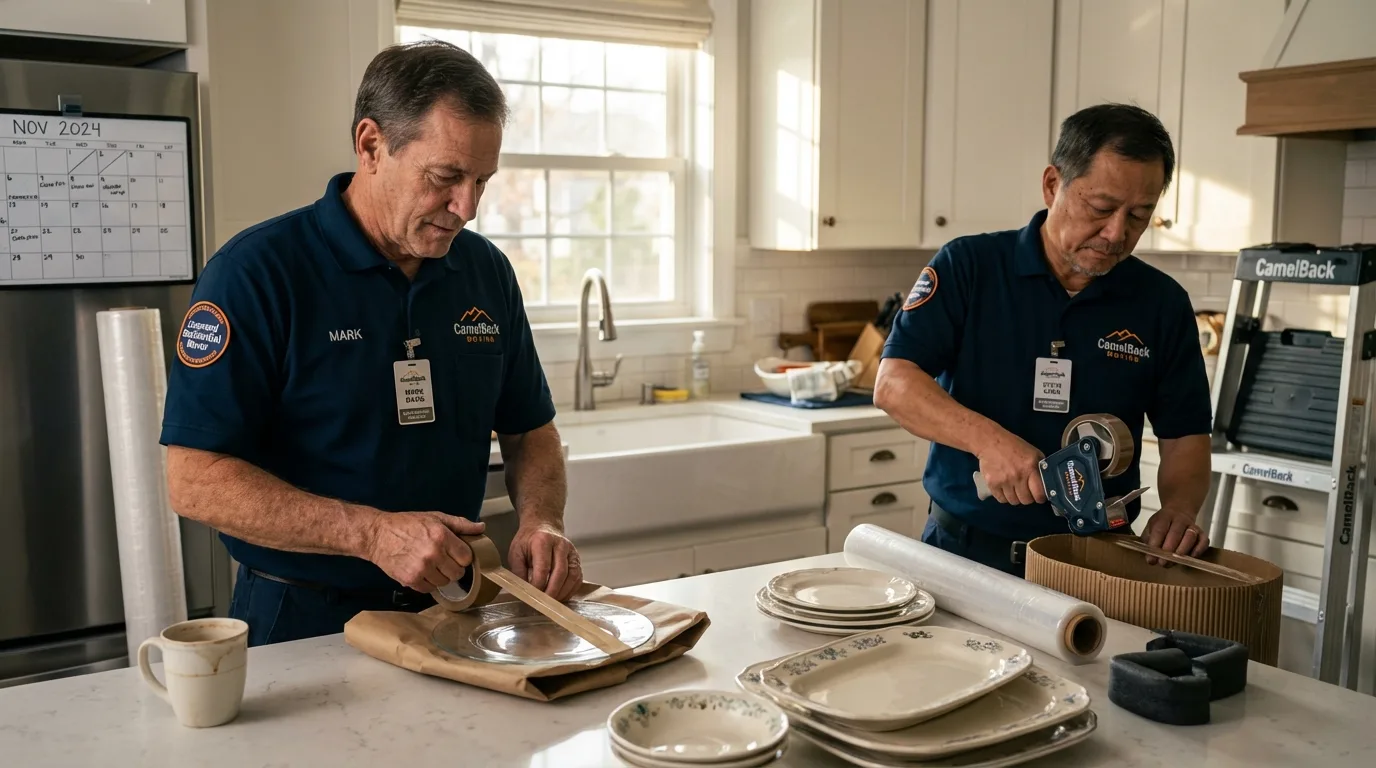 Professional crew packing kitchen dishware in Glenns Ferry, ID